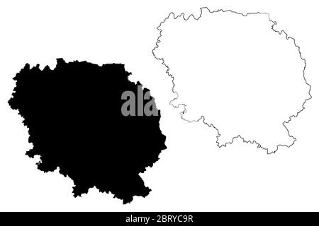 Creuse Department (Frankreich, Frankreich, Frankreich, Nouvelle-Aquitaine Region) Karte Vektorgrafik, Skizze Scribble Creuse Karte Stock Vektor