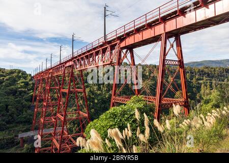 Makatote Viaduct, nahe Erua, Manawatu-Whanganui, Nordinsel, Neuseeland Stockfoto