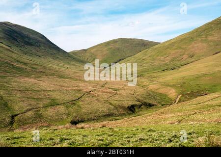 Carewoodig bei Langholm mit Blick auf Tudhope Hügel in den schottischen Grenzen. Stockfoto