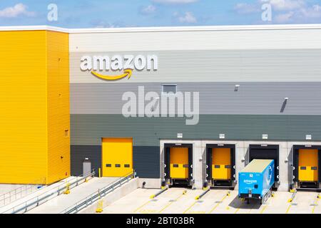 Amazon Derby-Kegworth, Amazon Warehouse SEGRO Logistics Park, East Midlands Gateway, Junction 24 M1, East Midlands England GB Europa Stockfoto