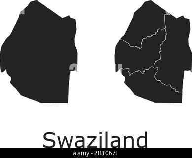 Swasiland Vektorkarten mit Verwaltungsregionen, Gemeinden, Departements, Grenzen Stock Vektor