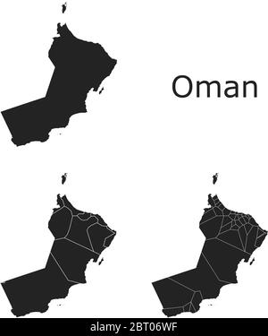 Vektorkarten Oman mit Verwaltungsregionen, Gemeinden, Departements, Grenzen Stock Vektor