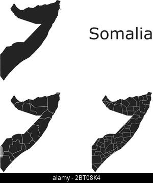 Somalia Vektorkarten mit Verwaltungsregionen, Gemeinden, Departements, Grenzen Stock Vektor