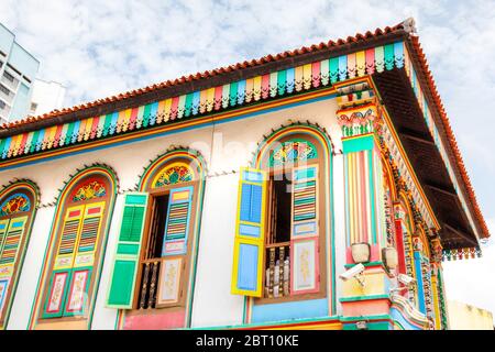 Buntes Haus von Tan Teng Niah in Little India. Diese letzte historische chinesische Villa im Kolonialstil in Singapur wurde 1900 erbaut und ist heute eine nationale Stockfoto