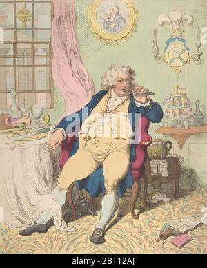 Eine Voluptuary unter den Schrecken der Verdauung, 2. Juli 1792. Stockfoto