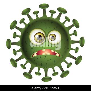 Corona Virus Illustration.Green Virus Cartoon auf weißem Hintergrund.Virus Vektor Illustration. Stock Vektor