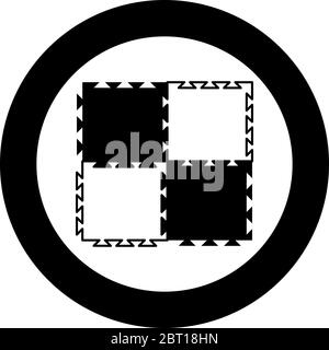 Puzzle Sport Matte mit Schaum Spiel Konzept Tatami Symbol im Kreis rund schwarz Farbe Vektor Illustration flach Stil einfaches Bild Stock Vektor