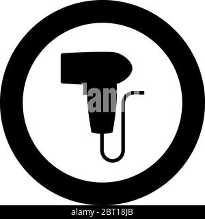 Hand Scanner Barcode gehalten Symbol im Kreis rund schwarz Farbe Vektor Illustration flach Stil einfaches Bild Stock Vektor