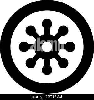 Virus Corona Infaction Coronavirus COVID-19 Infektion Virologie Symbol im Kreis rund schwarz Farbe Vektor Illustration flach Stil einfaches Bild Stock Vektor