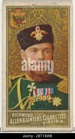 Zar von Russland, aus der Serie der Weltsouveräne (N34) für Allen & amp; Ginter Zigaretten, 1889. Stockfoto