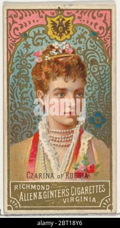 Zarin von Russland, aus der Serie World's Sovereigns (N34) für Allen & amp; Ginter Cigarettes, 1889. Stockfoto