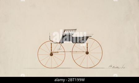 Design für 4-Sitzer Phaeton, ohne Oberteil (ohne Nummer), 1850-70. Stockfoto