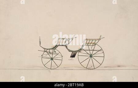 Design für 4-Sitzer Phaeton, ohne Oberteil (ohne Nummer), 1850-70. Stockfoto