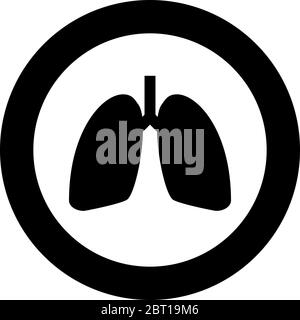 Lungen menschliche Symbol im Kreis rund schwarz Farbe Vektor Illustration flach Stil einfaches Bild Stock Vektor
