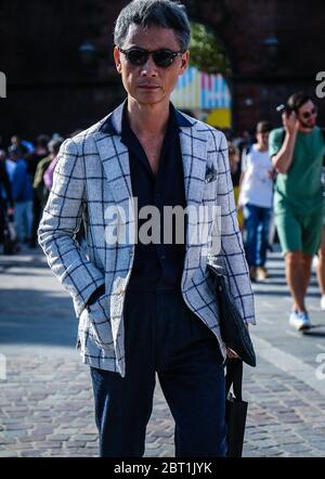 FLORENZ, Italien - Juni 14 2018: Tatsuya Nakamura auf der Straße in Florenz. Stockfoto