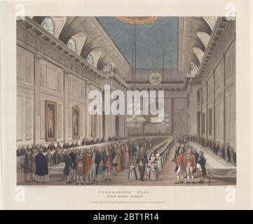 Freimaurerhalle, Great Queen Street, 1. Oktober 1808. Stockfoto