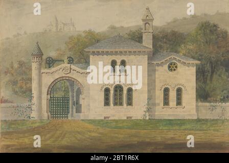 Gate Lodge für Amos G. Hull, Newburgh, New York (vordere Erhebung), 1849. Stockfoto