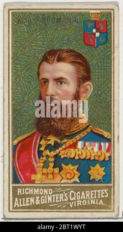 König von Rumänien, aus der Serie der Weltsouveräne (N34) für Allen & amp; Ginter Zigaretten, 1889. Stockfoto