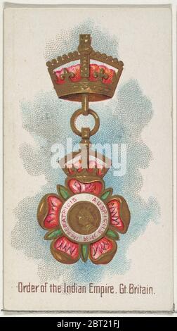 Order of the Indian Empire, Großbritannien, aus der World's Decorations Serie (N30) für Allen & Ginter Zigaretten, 1890. Stockfoto