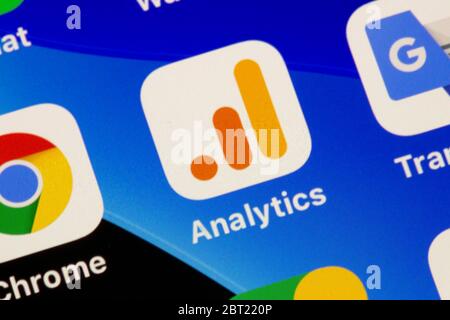 Ostersund, Schweden - 21. Mai 2020: Google Analytics App Symbol. Google Analytics ist ein Webanalysedienst von Google. Stockfoto