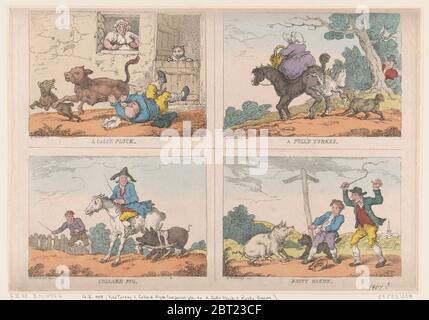 Pull'd Pute, Collard Pig, EIN Kalbsruck und Rusty Bacon, 1807. Stockfoto