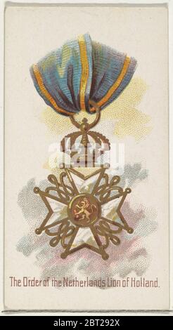 Der Orden des niederländischen Löwen von Holland, aus der Serie World's Decorations (N30) für Allen & Ginter Zigaretten, 1890. Stockfoto