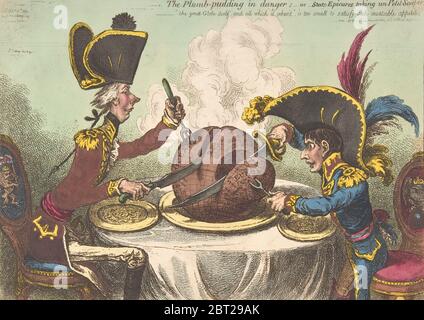 The Plumb-Pudding in Danger;-Or-State Epicures Taking un Petit Souper, 26. Februar 1805. Stockfoto