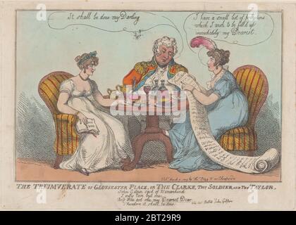 Das Triumverat [sic] von Gloucester Place, oder die Clarke, der Soldat, und die Taylor, 1809. Stockfoto