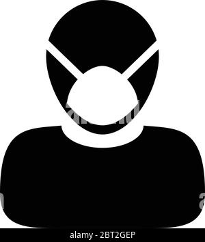 Beatmungsmaske Symbol Vektor für Virusbehandlung Sicherheit Schutz Person Profil männlich Avatar Symbol für die Gesundheit in einer Glyphe Piktogramm Abbildung Stock Vektor