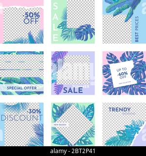 Entwerfen Sie Hintergründe für Social Media Banner. Satz von Verkauf Banner Vorlage Design. Sammlung von Social Media Post Frame Vorlagen. Stock Vektor