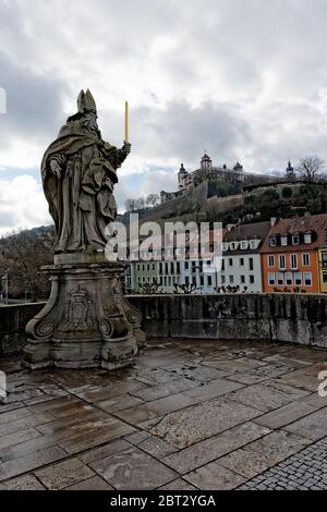 Die Statue von St. Burkard, Würzburg. Stockfoto