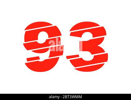 Moderne Vektorgrafiken Mit Roter 93-Nummer. Numeral Vector Trendy Flat Line Style. Vector Elements Illustration Template für Web Design oder Greeti Stock Vektor