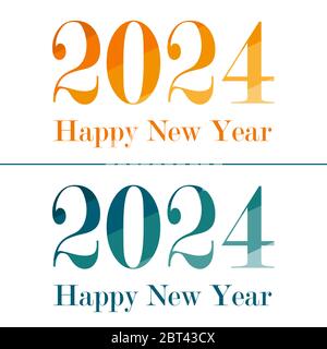 Frohes Neues Jahr 2024 Design-Vorlage. Modernes Design für Kalender, Einladungen, Grußkarten, Weihnachtsflyer oder Drucke. Stock Vektor