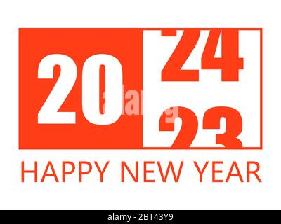 Frohes Neues Jahr 2024 Design-Vorlage. Modernes Design für Kalender, Einladungen, Grußkarten, Weihnachtsflyer oder Drucke. Stock Vektor