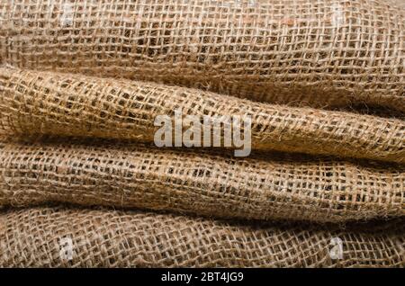 Sacking Dekorative Jute Nahaufnahme, Hintergrund Stockfoto