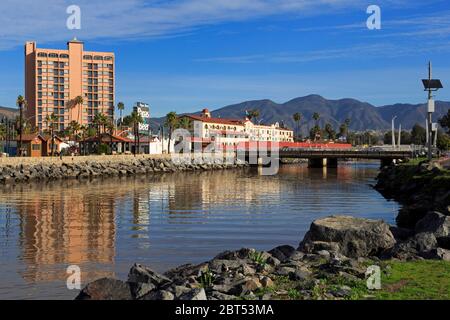 Ensenada River & Villa Marina Hotel, Ensenada City, Baja California, Mexiko Stockfoto