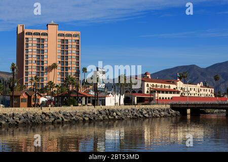 Ensenada River & Villa Marina Hotel, Ensenada City, Baja California, Mexiko Stockfoto