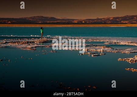Schöner Sonnenuntergang in der Tebinquinche Lagune, Atacama Wüste Stockfoto