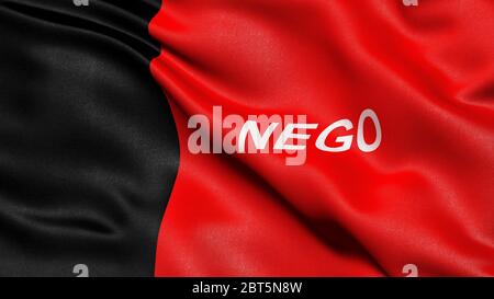 3D-Darstellung der brasilianischen Staatsflagge von Paraiba, die im Wind winkt. Stockfoto