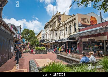 Cuba Mall in der Cuba Street in Wellington, Nordinsel, Neuseeland Stockfoto