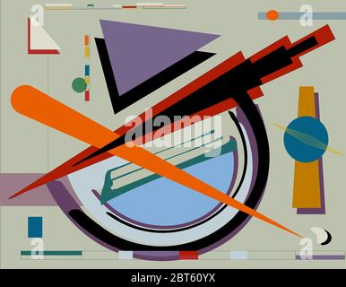 Abstrakte Komposition , Phantasie bunte Formen , lila , orange , auf grauem Hintergrund Stock Vektor