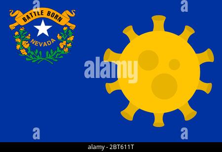 Flagge des Staates Nevada mit Ausbruch Viren Hintergrund der Flagge des Staates USA. Neue Coronavirus-Krankheit COVID-19. Coronavirus-Infektion Und Die Epidemie In Stock Vektor