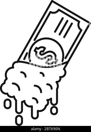 Symbol für Geldwäsche. Umriss Geldgeld waschen Vektor-Symbol für Web-Design isoliert auf weißem Hintergrund Stock Vektor