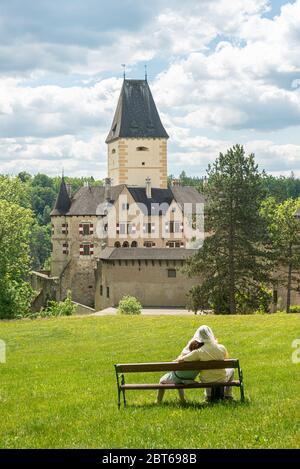 Das beeindruckende Schloss Ottenstein im Waldviertel, Niederösterreich Stockfoto
