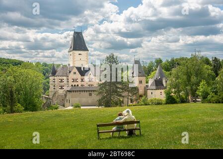 Das beeindruckende Schloss Ottenstein im Waldviertel, Niederösterreich Stockfoto