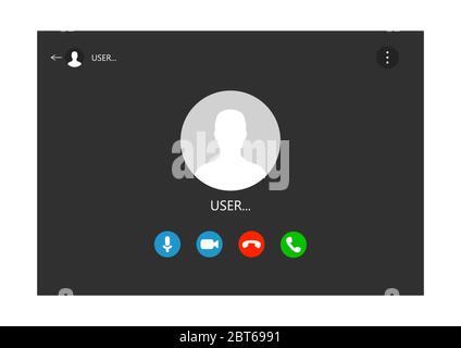 Illustration für Videoanruf. Modell für Videoanruf-Bildschirm. Kommunikation über das Internet. Stock Vektor