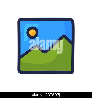 Handgezeichneter Vektor Illustration eines Galeriebildes. Cartoon Doodle und Linienelemente. Isoliert auf weißem Hintergrund. Stock Vektor