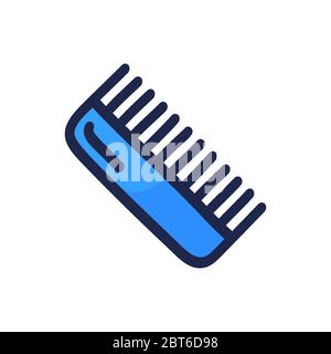 Einfache Kontur Doodle scheibendes Haar Kamm Symbol isoliert auf weißem Hintergrund. Handgezeichnetes Zeichentrickfilm Vektor Illustration Symbol Stock Vektor
