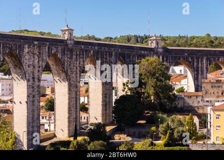 Aquädukt Aguas Livres oder Portugiesisch: Aqueduto das Aguas Livres oder Aquädukt des freien Wassers ist ein historisches Aquädukt in der Stadt Lissabon, Portug Stockfoto