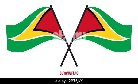 Guyana Flagge schwenkten Vector Illustration auf weißem Hintergrund. Guyana Flagge. Stock Vektor